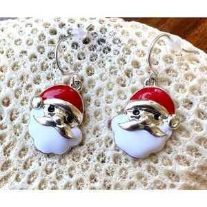 Santa Claus Earrings Handmade Chrismas Jewelry Dangle Hooks 1.25" L Shin…